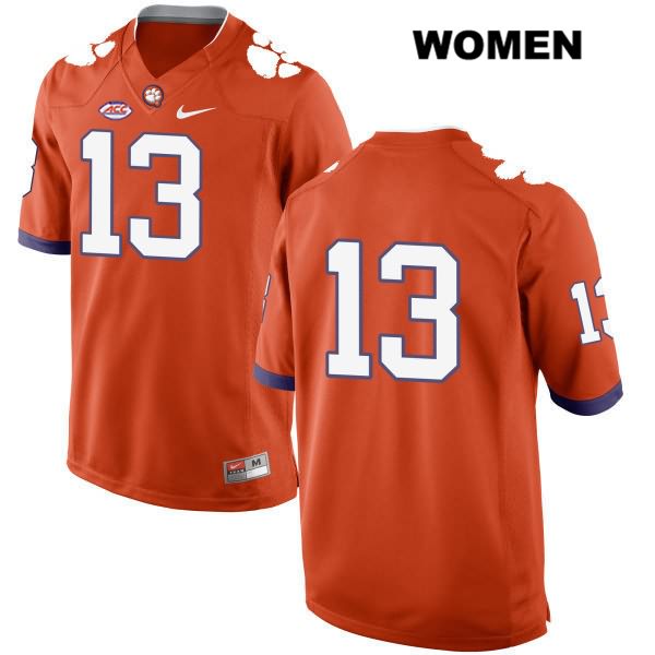 Women's Clemson Tigers #13 K.J. Henry Stitched Orange Authentic Style 2 Nike No Name NCAA College Football Jersey FXQ0346KJ